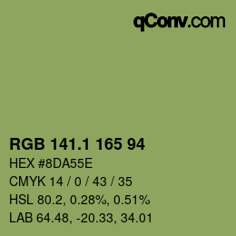カラーコード: RGB 141.1 165 94 | qconv.com