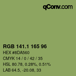 カラーコード: RGB 141.1 165 96 | qconv.com