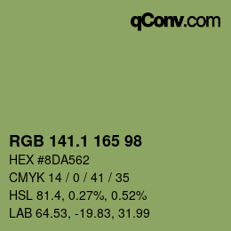 カラーコード: RGB 141.1 165 98 | qconv.com