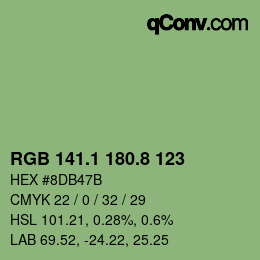 Color code: RGB 141.1 180.8 123 | qconv.com