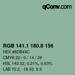 カラーコード: RGB 141.1 180.8 156 | qconv.com