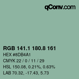 カラーコード: RGB 141.1 180.8 161 | qconv.com