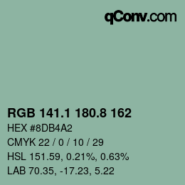 Código de color: RGB 141.1 180.8 162 | qconv.com