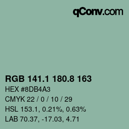 カラーコード: RGB 141.1 180.8 163 | qconv.com