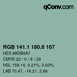 カラーコード: RGB 141.1 180.8 167 | qconv.com