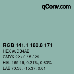 カラーコード: RGB 141.1 180.8 171 | qconv.com