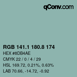 Código de color: RGB 141.1 180.8 174 | qconv.com