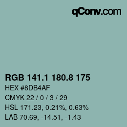 カラーコード: RGB 141.1 180.8 175 | qconv.com