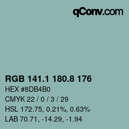 カラーコード: RGB 141.1 180.8 176 | qconv.com