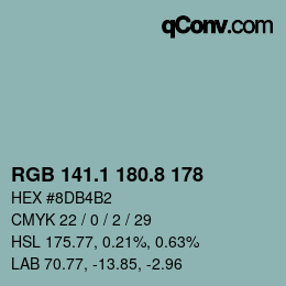 Color code: RGB 141.1 180.8 178 | qconv.com
