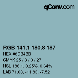 Código de color: RGB 141.1 180.8 187 | qconv.com