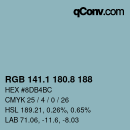 Color code: RGB 141.1 180.8 188 | qconv.com