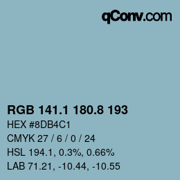 Color code: RGB 141.1 180.8 193 | qconv.com