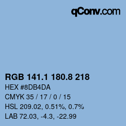 Color code: RGB 141.1 180.8 218 | qconv.com