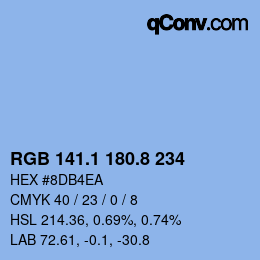 Color code: RGB 141.1 180.8 234 | qconv.com