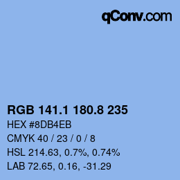 Color code: RGB 141.1 180.8 235 | qconv.com