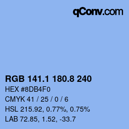 Color code: RGB 141.1 180.8 240 | qconv.com