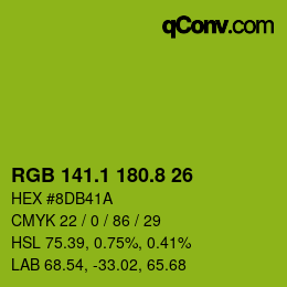 カラーコード: RGB 141.1 180.8 26 | qconv.com