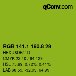 カラーコード: RGB 141.1 180.8 29 | qconv.com
