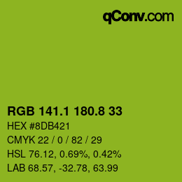 カラーコード: RGB 141.1 180.8 33 | qconv.com
