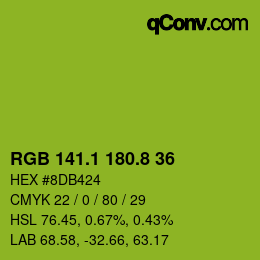 カラーコード: RGB 141.1 180.8 36 | qconv.com
