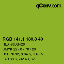 カラーコード: RGB 141.1 180.8 40 | qconv.com