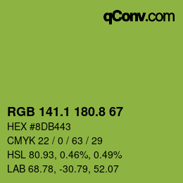 カラーコード: RGB 141.1 180.8 67 | qconv.com