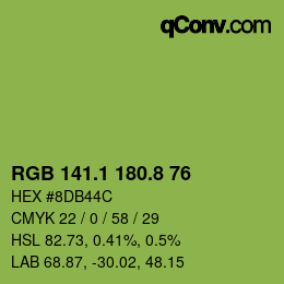 カラーコード: RGB 141.1 180.8 76 | qconv.com