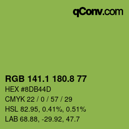 カラーコード: RGB 141.1 180.8 77 | qconv.com