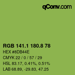 カラーコード: RGB 141.1 180.8 78 | qconv.com