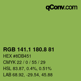 カラーコード: RGB 141.1 180.8 81 | qconv.com