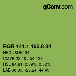 カラーコード: RGB 141.1 180.8 84 | qconv.com