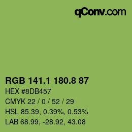 カラーコード: RGB 141.1 180.8 87 | qconv.com