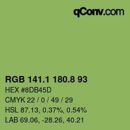 カラーコード: RGB 141.1 180.8 93 | qconv.com