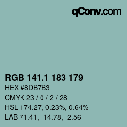 Color code: RGB 141.1 183 179 | qconv.com