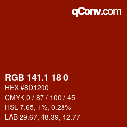 カラーコード: RGB 141.1 18 0 | qconv.com