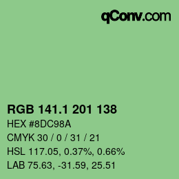 カラーコード: RGB 141.1 201 138 | qconv.com