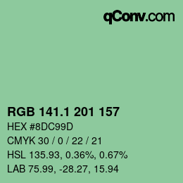 カラーコード: RGB 141.1 201 157 | qconv.com