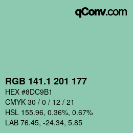 カラーコード: RGB 141.1 201 177 | qconv.com