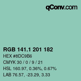 カラーコード: RGB 141.1 201 182 | qconv.com