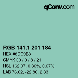 カラーコード: RGB 141.1 201 184 | qconv.com