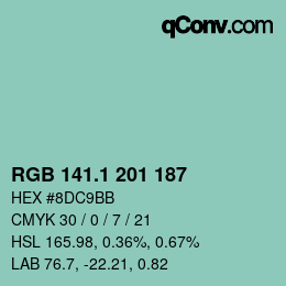 カラーコード: RGB 141.1 201 187 | qconv.com