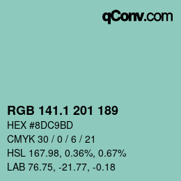 カラーコード: RGB 141.1 201 189 | qconv.com