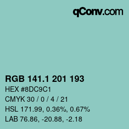 Color code: RGB 141.1 201 193 | qconv.com