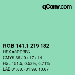カラーコード: RGB 141.1 219 182 | qconv.com