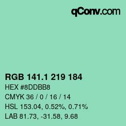 カラーコード: RGB 141.1 219 184 | qconv.com