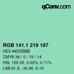 カラーコード: RGB 141.1 219 187 | qconv.com