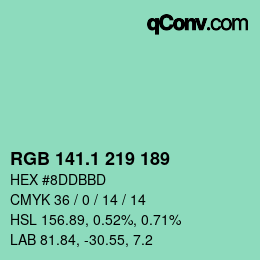 カラーコード: RGB 141.1 219 189 | qconv.com