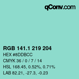 カラーコード: RGB 141.1 219 204 | qconv.com