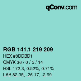 カラーコード: RGB 141.1 219 209 | qconv.com